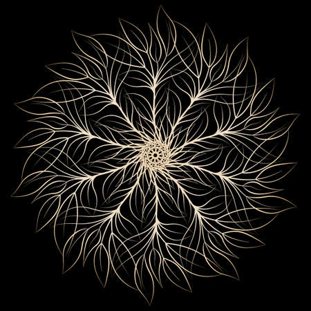 Mandala. Round floral ornament. Decorative design element. Outline vector illustration for coloring book, print on T-shirt and other itemsのイラスト素材