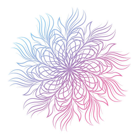 Mandala. Round floral ornament isolated on white background. Decorative design element. Outline vector illustration for greeting card, invitations, print on T-shirt and other itemsのイラスト素材