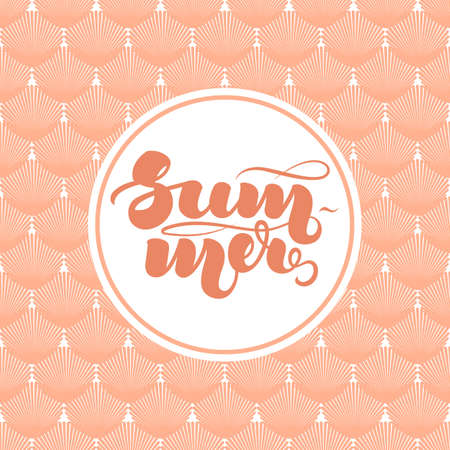 Hand lettering Summer on background with seashells for posters, leaflets, cards and other printed...