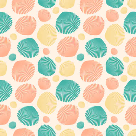Seamless pattern with colorful seashells for wrapping paper, wallpaper, web page background and...