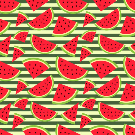 Watermelon seamless pattern in modern flat style for wrapping paper, wallpaper, textile and other items.のイラスト素材