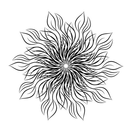 Mandala. Round floral ornament isolated on white background. Black and white outline vector illustration for invitation, greeting cards, print on T-shirt and other itemsのイラスト素材