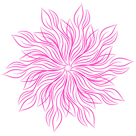 Mandala. Round floral ornament isolated on white background. Decorative design element. Outline vector illustration for invitation, greeting cards, print on T-shirt and other itemsのイラスト素材