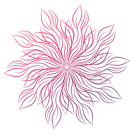 Mandala. Round floral ornament isolated on white background. Decorative design element. Outline vector illustration for invitation, greeting cards, print on T-shirt and other itemsのイラスト素材