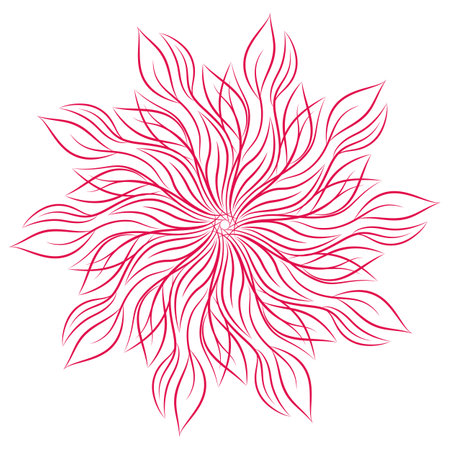 Mandala. Round floral ornament isolated on white background. Decorative design element. Outline vector illustration for invitation, greeting cards, print on T-shirt and other itemsのイラスト素材