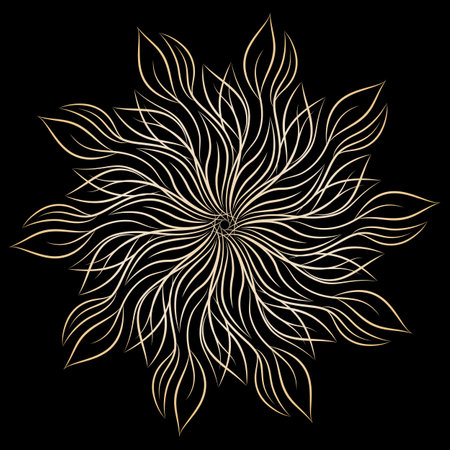 Mandala. Round floral ornament isolated on white background. Decorative design element. Outline vector illustration for invitation, greeting cards, print on T-shirt and other itemsのイラスト素材