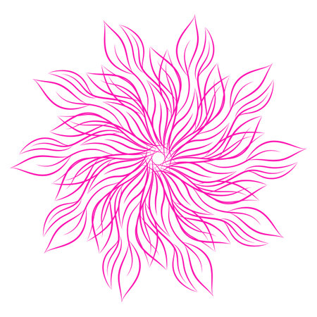 Mandala. Round floral ornament isolated on white background. Decorative design element. Outline vector illustration for invitation, greeting cards, print on T-shirt and other itemsのイラスト素材