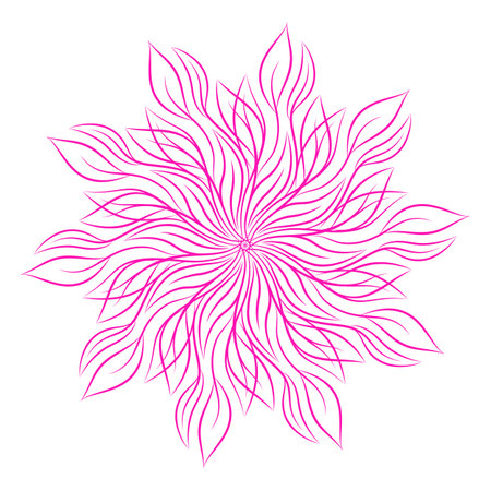 Mandala. Round floral ornament isolated on white background. Decorative design element. Outline vector illustration for invitation, greeting cards, print on T-shirt and other itemsのイラスト素材