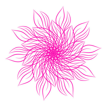 Mandala. Round floral ornament isolated on white background. Decorative design element. Outline vector illustration for invitation, greeting cards, print on T-shirt and other itemsのイラスト素材