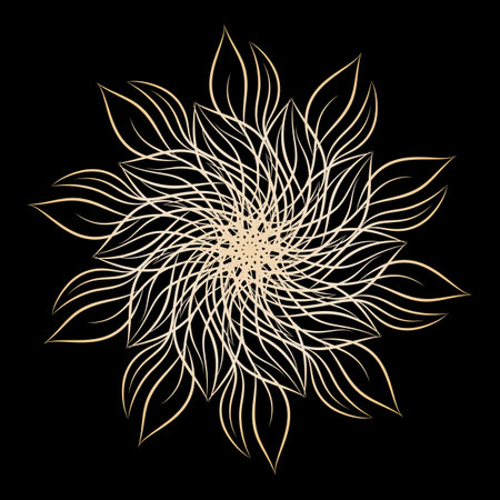 Mandala. Round floral ornamental design element. Outline vector illustration for invitation, greeting cards, print on T-shirt and other itemsのイラスト素材
