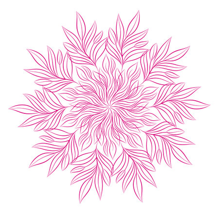 Mandala. Round floral ornament isolated on white background. Decorative design element. Outline vector illustration for invitation, greeting cards, print on T-shirt and other itemsのイラスト素材