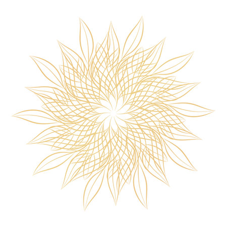 Mandala. Round floral ornamental design element isolated on white background. Outline vector illustration for invitation, greeting cards, print on T-shirt and other itemsのイラスト素材