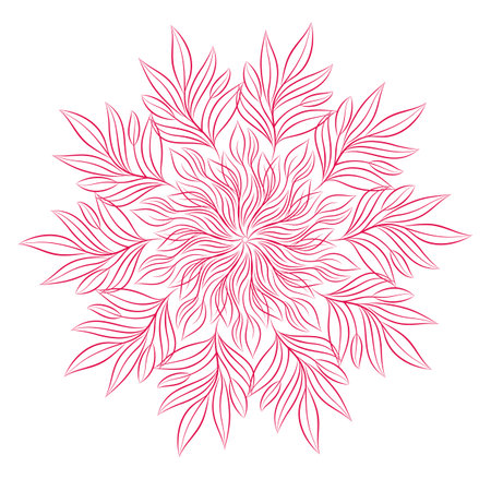 Mandala. Round floral ornament isolated on white background. Decorative design element. Outline vector illustration for invitation, greeting cards, print on T-shirt and other itemsのイラスト素材