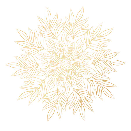 Mandala. Round floral ornament isolated on white background. Decorative design element. Outline vector illustration for invitation, greeting cards, print on T-shirt and other itemsのイラスト素材