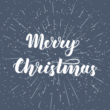 Merry Christmas. Handwritten lettering on dark background. Vector illustration for greeting cards, gifts, posters and other itemsのイラスト素材