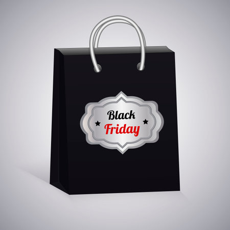 Shopping bag. Symbol of seasonal sale Black Friday. Vector illustrationのイラスト素材
