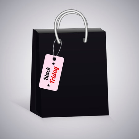 Shopping bag. Symbol of seasonal sale Black Friday. Vector illustrationのイラスト素材