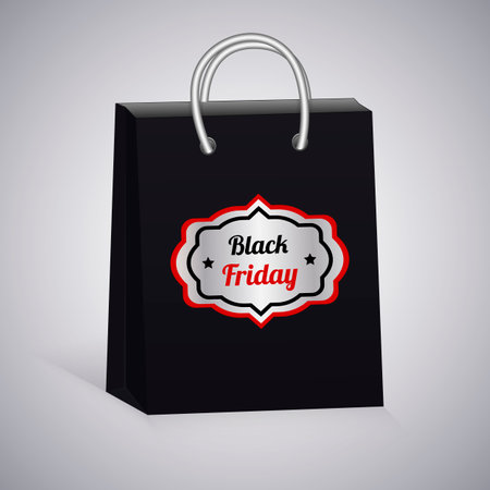 Shopping bag. Symbol of seasonal sale Black Friday. Vector illustrationのイラスト素材