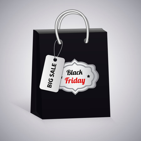 Shopping bag. Symbol of seasonal sale Black Friday. Vector illustrationのイラスト素材