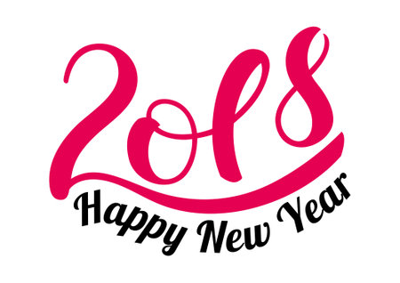 2018 Happy New Year. Typographic element for New Years design. Vector illustration isolated on white backgroundのイラスト素材