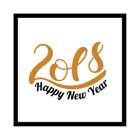 2018 Happy New Year. Typographic element for New Years design. Vector illustration isolated on white backgroundのイラスト素材