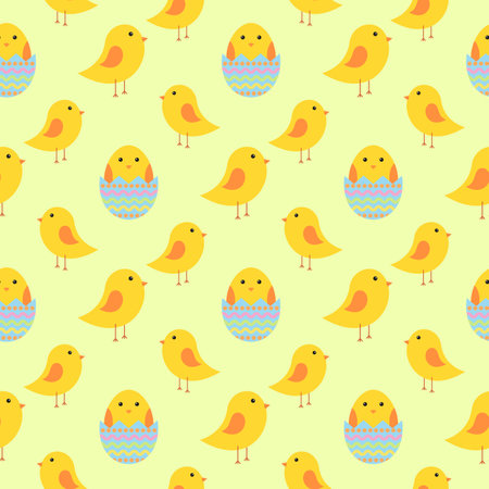Easter seamless pattern with chickens for wrapping paper, wallpaper, web page background and moreのイラスト素材