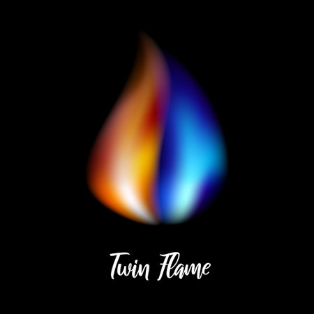 Orange and blue flame. Twin flame. Vector illustration on black background for web sites and much moreのイラスト素材