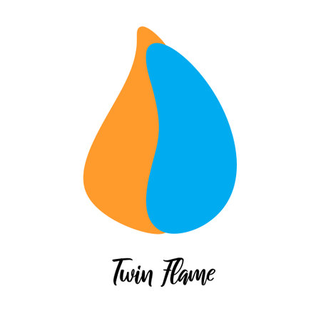 Orange and blue flame. Twin flame concept. Flat style. Vector illustration on white background for web sites and much moreのイラスト素材