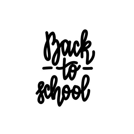 Back to school. Handwritten lettering isolated on white background. illustration for posters, cards and much moreの写真素材