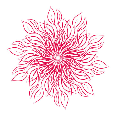 Mandala. Round floral ornament isolated on white background. Decorative design element. Outline illustration for invitation, greeting cards, print on T-shirt and other items.の写真素材