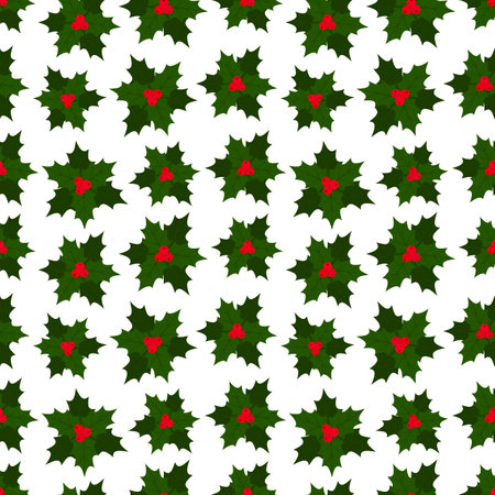 Holly berry Christmas and New Year seamless pattern for wrapping paper, wallpaper, textiles, web page background and other items.の写真素材