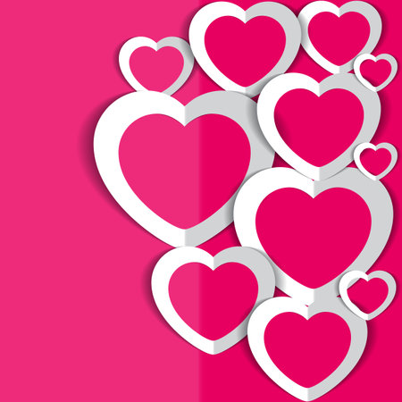 illustration of Hearts for Valentine s Day on pink background.の写真素材