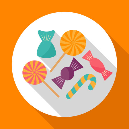 Colorful Halloween candy flat icon with long shadow. illustration. .の写真素材