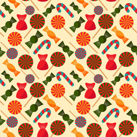 Colorful candy. Christmas seamless pattern for wrapping paper, wallpaper, pattern fills, web page background and more. illustration for Christmas and New Year. .の写真素材