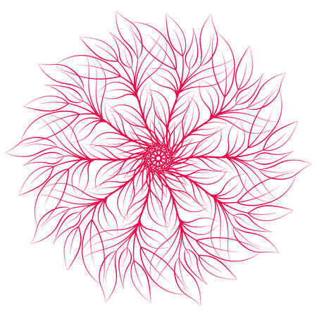 Mandala. Round floral ornament isolated on white background. Decorative design element. Outline illustration for coloring book, print on T-shirt and other items.の写真素材