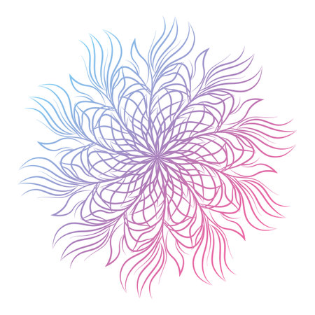 Mandala. Round floral ornament isolated on white background. Decorative design element. Outline illustration for greeting card, invitations, print on T-shirt and other items.の写真素材