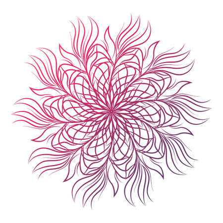 Mandala. Round floral ornament isolated on white background. Decorative design element. Outline illustration for greeting card, invitations, print on T-shirt and other items.の写真素材