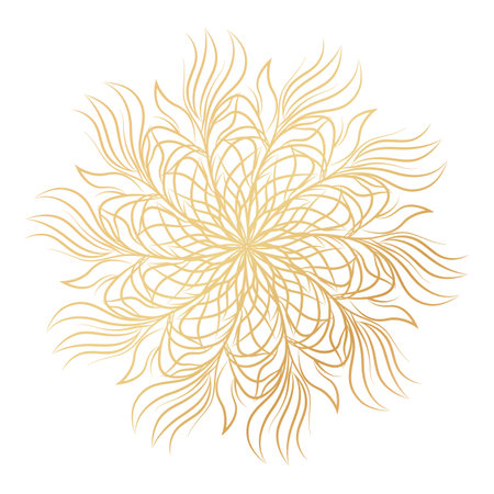 Mandala. Round floral ornament isolated on white background. Decorative design element. Outline illustration for coloring book, print on T-shirt and other items.の写真素材