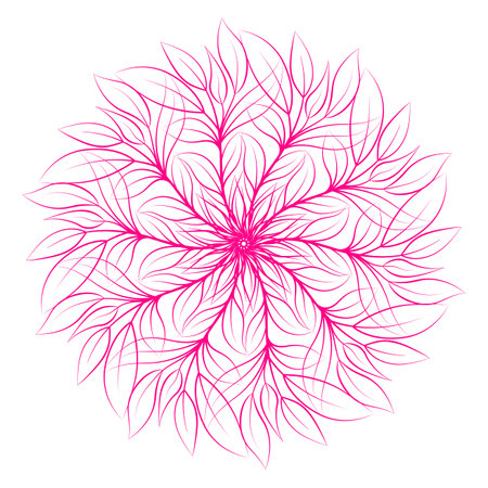 Mandala. Round floral ornament isolated on white background. Decorative design element. Outline illustration for coloring book, print on T-shirt and other items.の写真素材