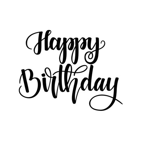 Happy birthday. Hand lettering isolated on white background. Vector illustration for cards, posters and much more.のイラスト素材