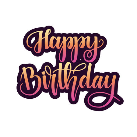 Happy birthday. Hand lettering isolated on white background with modern trendy gradient. Positive quote. Vector illustration for cards, posters and much more.のイラスト素材
