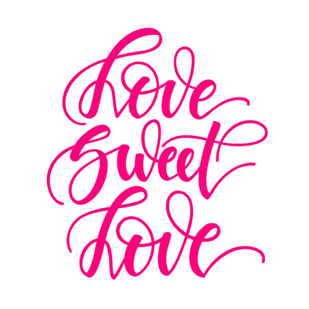 Love sweet love. Inspirational romantic lettering isolated on white background. illustration for Valentines day greeting cards, posters, print on T-shirts and much more.の写真素材
