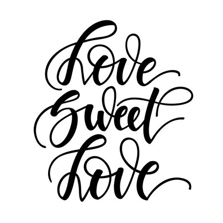 Love sweet love. Inspirational romantic lettering isolated on white background. Positive quote. illustration for Valentines day greeting cards, posters, print on T-shirts and much more.の写真素材