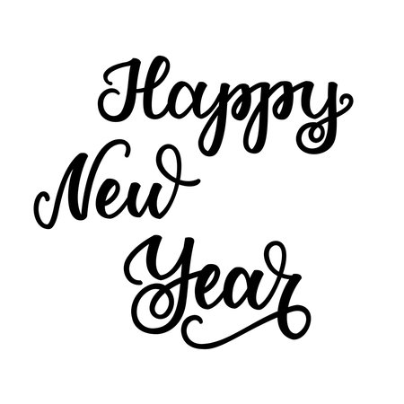 Happy New Year. Handwritten lettering isolated on white background. illustration for greeting cards, posters, web banners and much more.の写真素材
