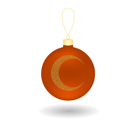 Blue realistic christmas ball with glitter pattern. Vector illustration isolated on white background for design of greeting cards, banners, flyers and much more.のイラスト素材