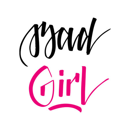 Bad Girl. Inspirational lettering isolated on white background. Positive quote. illustration for greeting cards, posters, print on T-shirts and much more.の写真素材
