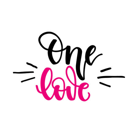 Onee love. Hand lettering isolated on white background. Vector illustration for Valentines day greeting cards, posters, print on T-shirts and much more.のイラスト素材