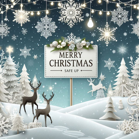 Winter Christmas landscape. Illustration for greeting cards, wallpapers, websites and much more. Created using generative ai tools.の写真素材