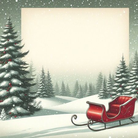 Winter Christmas landscape. Illustration for greeting cards, wallpapers, websites and much more. Created using generative ai tools.の写真素材