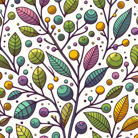 Hand drawn, doodle branch with colorful leaves. Floral element for design of greeting card, invitations and more. Illustration, isolated on white background. Illustration created using aiの写真素材